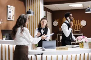 Professional concierge and front desk team serving a Washington DC building